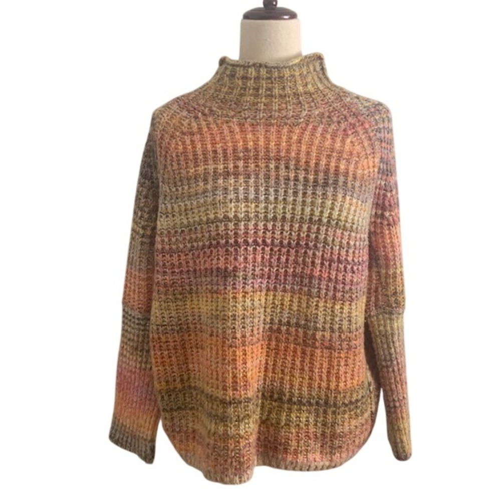 Chunky Knit Mockneck Sweater M Coastal Grandma Cozycore Oversized Boho Urban